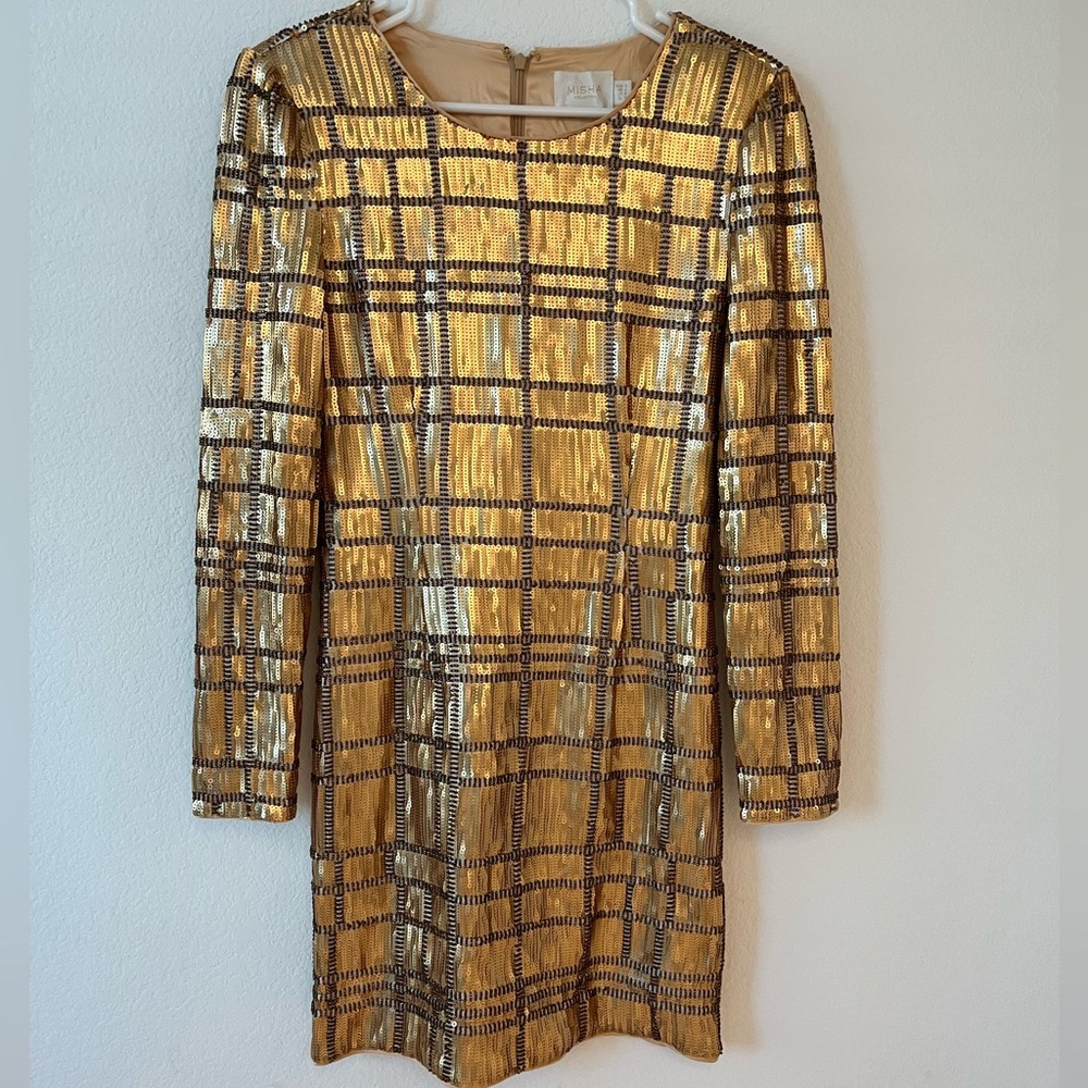 Misha collection gold Ava dress sz 4